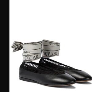 JW ANDERSON Oscar WIlde Leather, Mesh And Canvas Ballet Flats In Black